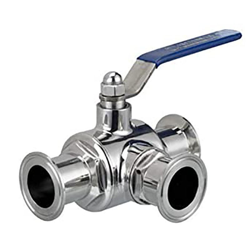 Válvula de bola sanitaria 3 vías tipo CLAMP